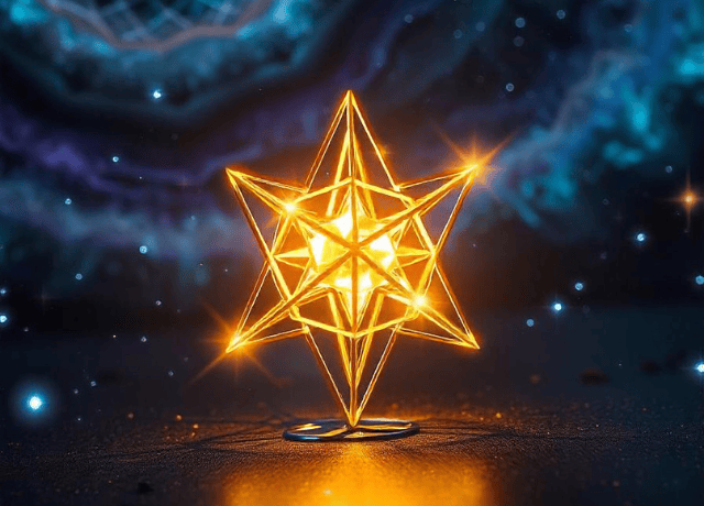 glowing, three-dimensional Merkaba star