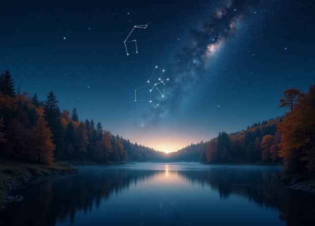 A clear sky showing a constellation