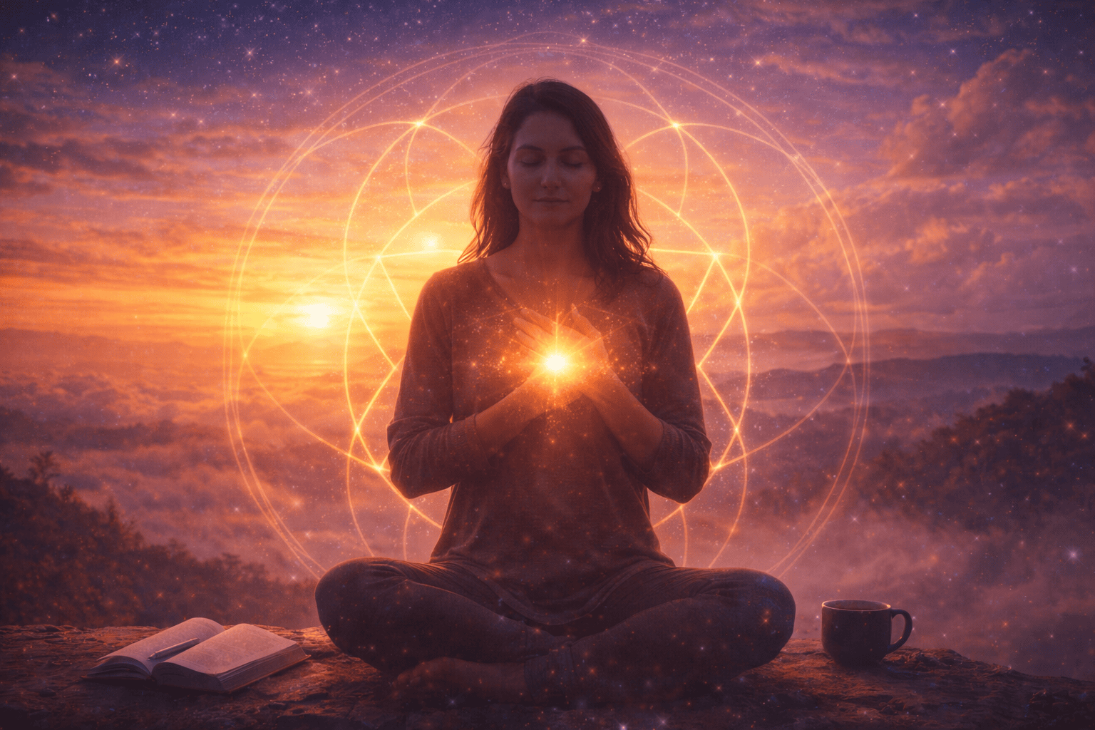woman doing praying and meditation.